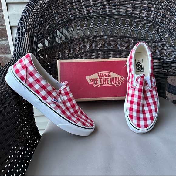 Vans Shoes - Vans Classic Slip-On Gingham Racing Red True Shoes 10.5